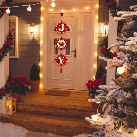Christmas Door Decorations - Lighted-up Joy Sign for Front Door Home Window Wall - Picture 4 of 7
